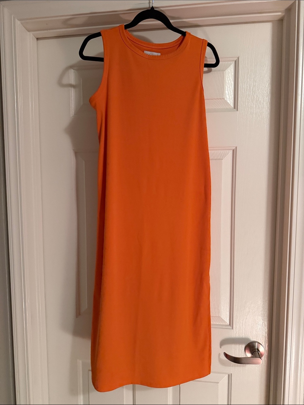 Sleeveless Orange Midi Shift Dress
